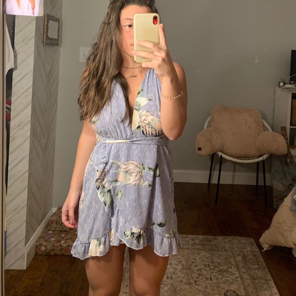 Striped Romper with Ruffle Detail